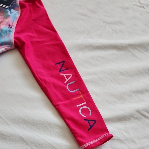 Nautica Kids Pink and Blue Floral Rashguard Set - Picture 4 of 7